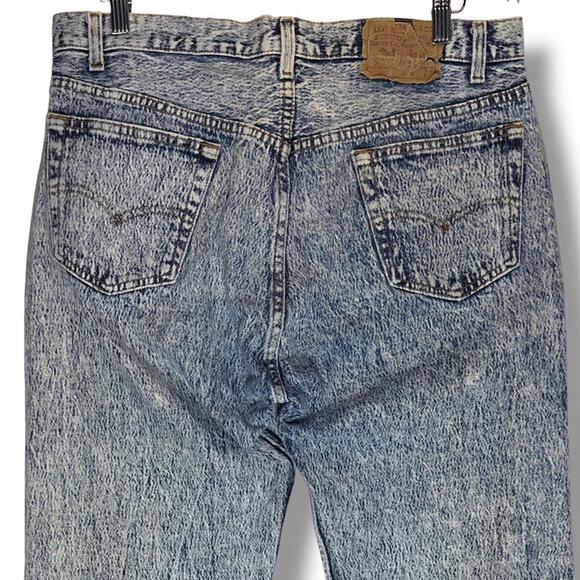 Vintage 80s Levis Acid Wash Jeans High Waist Tapered Leg Made USA Mens 36 x 32 - Picture 4 of 8